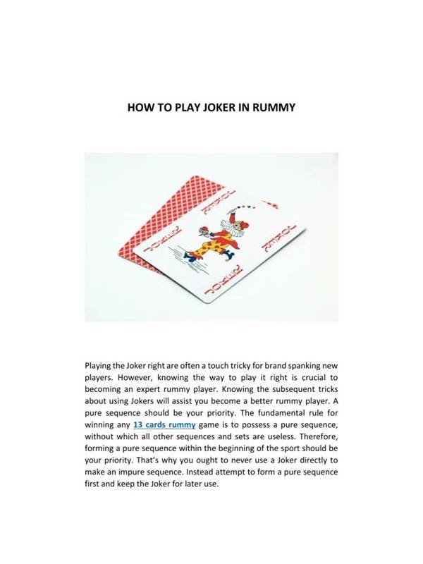 Rummy FAQ: Can a Joker Rescue an Unclear Hand?